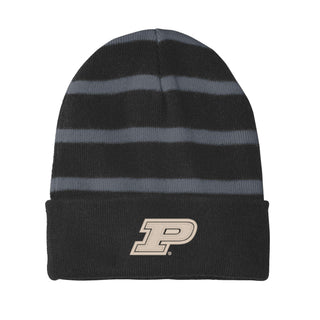 Purdue Striped Beanie - Black/Iron Grey