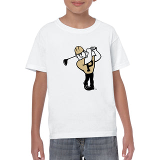 Purdue Pete Golf Mascot Mark Youth T-Shirt - White