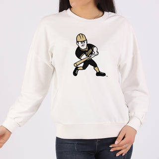 Purdue Pete Softball Mascot Mark Crewneck - White