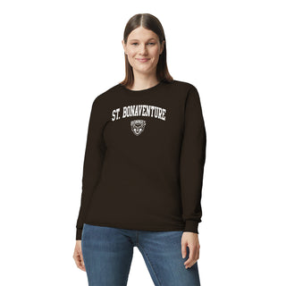 St. Bonaventure Bonnies Arch Logo Long Sleeve T Shirt - Dark Chocolate