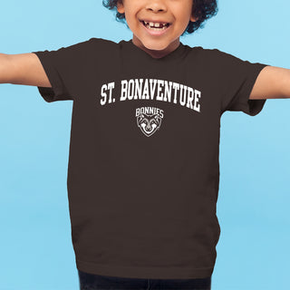 St. Bonaventure Bonnies Arch Logo Youth T Shirt - Dark Chocolate