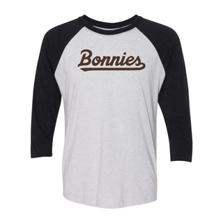 St. Bonaventure Script Wordmark Triblend T-Shirt - 3/4 Sleeve Raglan - White/Black
