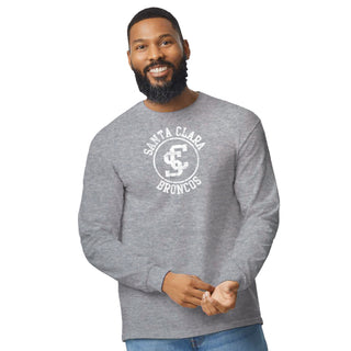 Santa Clara Broncos Distressed Circle Logo Long Sleeve - Sport Grey