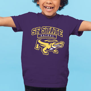 San Francisco State University Gators Arch Logo Youth T-Shirt - Purple