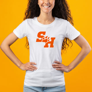 Sam Houston State University Bearkats Primary Logo Short Sleeve Womens T Shirt - White