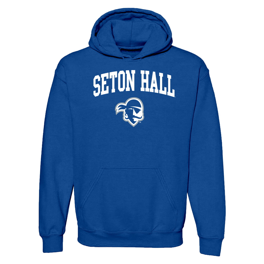 Seton Hall Lettering Seton Hall University Pirates Arch Logo Heavy Blend Hoodie - Royal