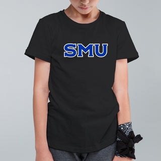 Southern Methodist University Mustangs Basic Block Outline Youth T-Shirt - Black