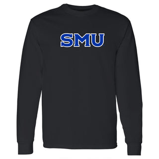 Southern Methodist University Mustangs Basic Block Outline Long Sleeve T-Shirt - Black