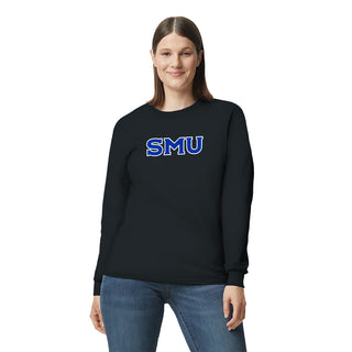 Southern Methodist University Mustangs Basic Block Outline Long Sleeve T-Shirt - Black