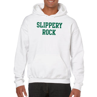 Slippery Rock University The Rock Basic Block Hoodie - White