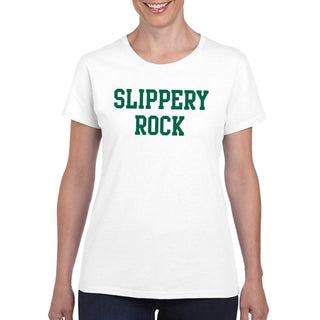 Slippery Rock University The Rock Basic Block Short Sleeve Womens T Shirt - White