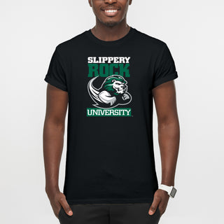 Slippery Rock University The Rock Primary Logo Short Sleeve T-Shirt - Black