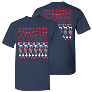 St. John's Red Storm Holiday Sweater T-Shirt - Navy