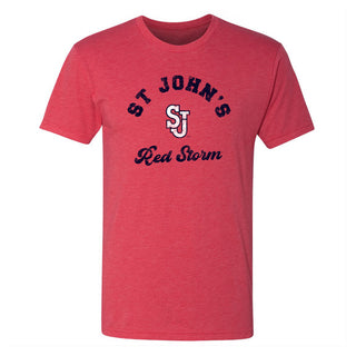 St John's Red Storm Retro Script Triblend Shirt - Vtg Red