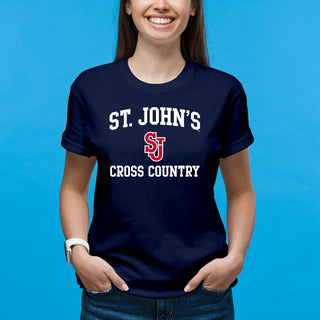St John's Red Storm Arch Logo Cross Country T-Shirt - Navy