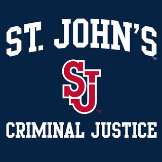St John's Red Storm Arch Logo Crimninal Justice T-Shirt - Navy