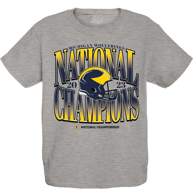 UM National Champs 23 Strong Slant YOUTH T-Shirt - Steel Grey