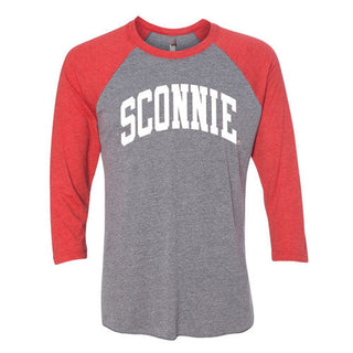 Sconnie 3/4 Sleeve Baseball Tee - Premium Heather/Vintage Red