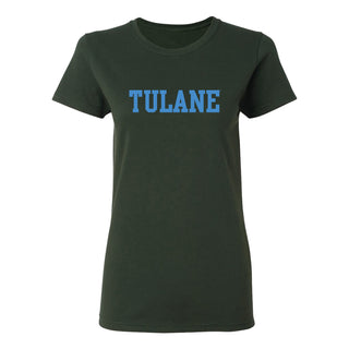 Tulane University Green Wave Basic Block Women's T-Shirt - Forest