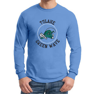 Tulane University Green Wave Distressed Circle Logo Long Sleeve - CBlue