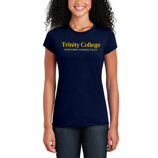 Trinity College Bantams Basic Block Cotton Womens Short Sleeve T Shirt - Navy