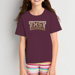 Texas State Bobcats Arch Logo Youth T-Shirt - Maroon