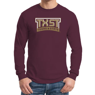 Texas State Bobcats Arch Logo Long Sleeve T-Shirt - Maroon