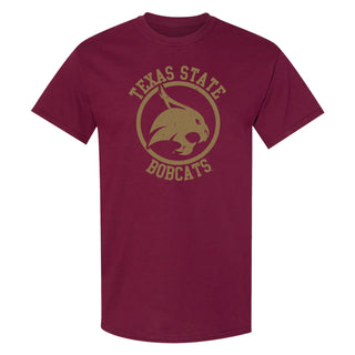 Texas State Bobcats Distressed Circle Logo T-Shirt - Maroon