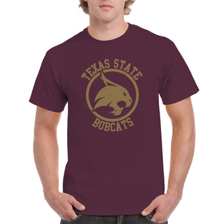 Texas State Bobcats Distressed Circle Logo T-Shirt - Maroon