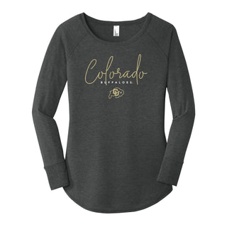 Colorado Thin Script Ladies Triblend Long Sleeve Tunic - Black Frost