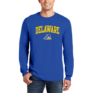 Delaware Blue Hens Arch Logo Long Sleeve T Shirt - Royal