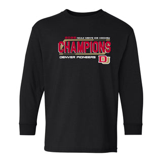 Denver 2026 Hockey National Champions Hockey Frame Youth Long Sleeve - Black
