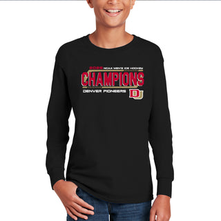 Denver 2026 Hockey National Champions Hockey Frame Youth Long Sleeve - Black