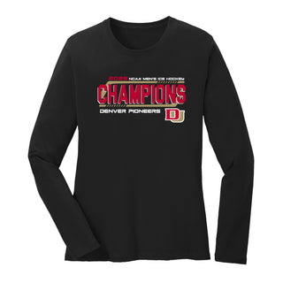 Denver 2026 Hockey National Champions Hockey Frame Womens Long Sleeve - Black