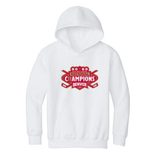 Denver 2026 Hockey National Champions Logo Youth Hoodie - White