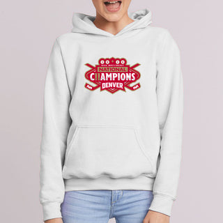 Denver 2026 Hockey National Champions Logo Youth Hoodie - White