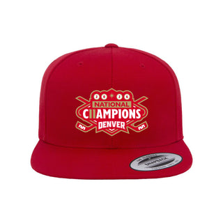 Denver 2026 Hockey National Champions Logo EMB Flatbill Snapback Hat - Red