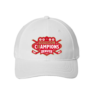 Denver 2026 Hockey National Champions Logo EMB Racermesh Hat - White
