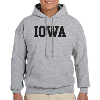 University of Iowa Hawkeyes Basic Block Heavy Blend Hoodie - Sport Grey