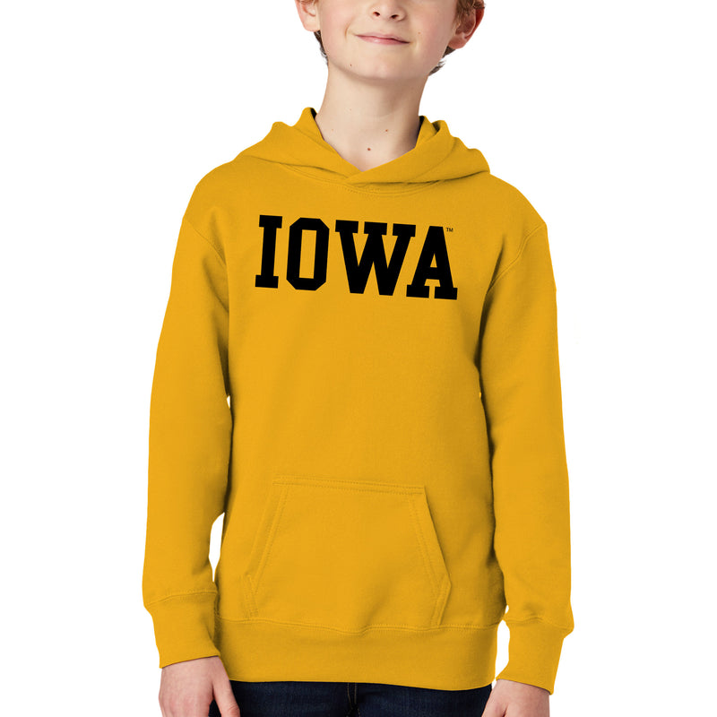 Iowa Basic Block Youth Hoodie Gold