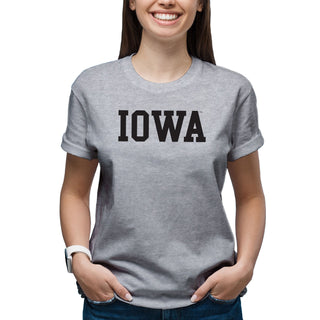 University of Iowa Hawkeyes Basic Block Short Sleeve T Shirt - Sport Grey