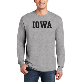 University of Iowa Hawkeyes Basic Block Long Sleeve T Shirt - Sport Grey