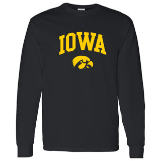 University of Iowa Hawkeyes Arch Logo Cotton Long Sleeve T Shirt - Black