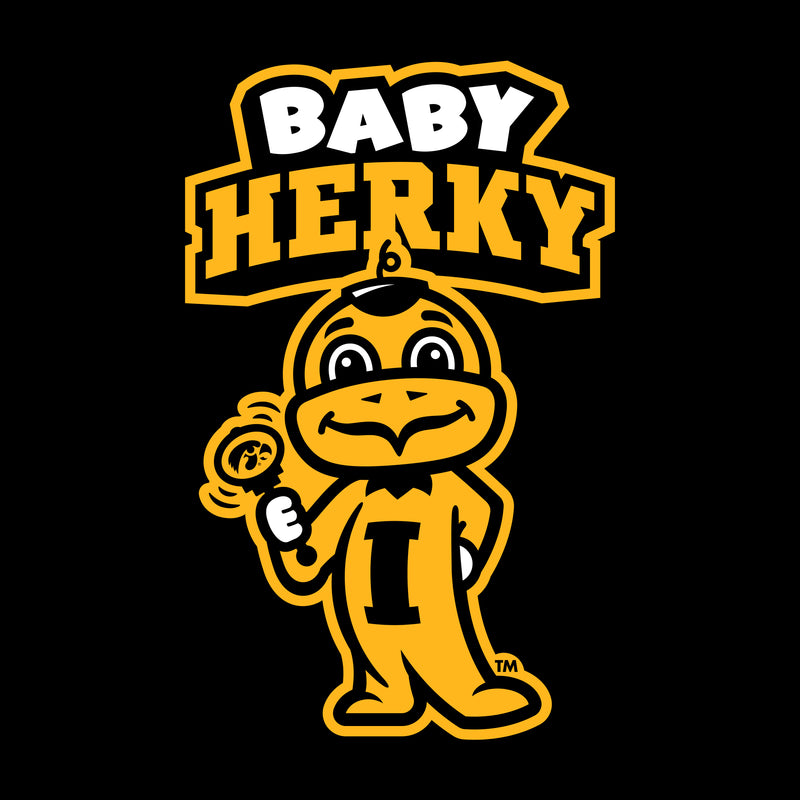 Iowa Baby Herky Wordmark Rattle Infant Fleece Bodysuit - Black