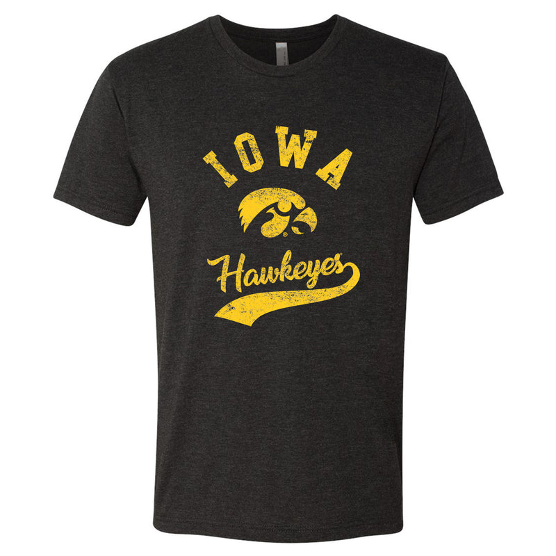 Iowa Hawkeyes Retro Script Triblend T Shirt - Vintage Black