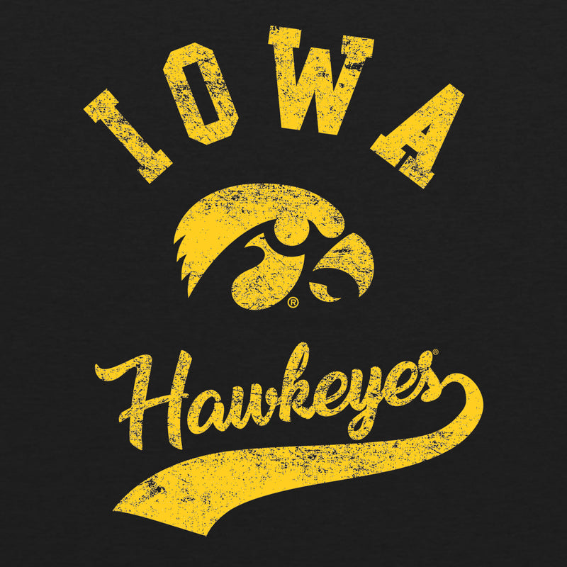 Iowa Hawkeyes Retro Script Triblend T Shirt - Vintage Black