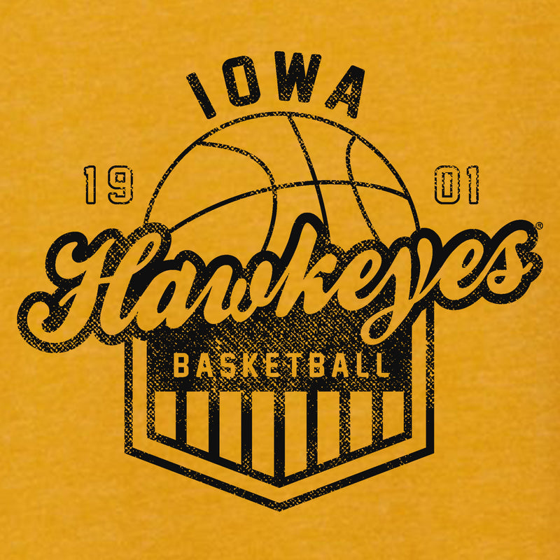 Iowa Basketball Shield Sponge Fleece Hoodie - Heather Mustard