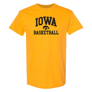 University of Iowa Hawkeyes Arch Logo Basketball Short Sleeve T Shirt - Gold