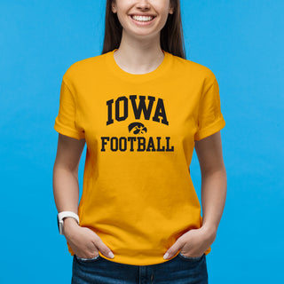 University of Iowa Hawkeyes Arch Logo Football Short Sleeve T Shirt - Gold