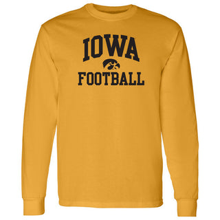 University of Iowa Hawkeyes Arch Logo Football Long Sleeve T Shirt- Gold